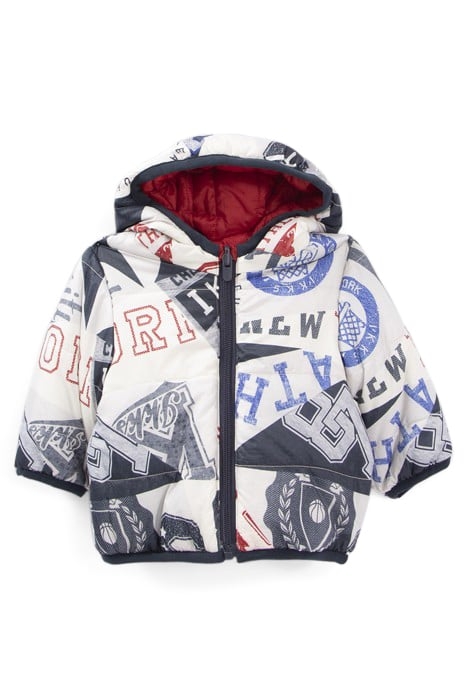 BABY BOYS’ GREY PRINT/RED REVERSIBLE PADDED JACKET 3