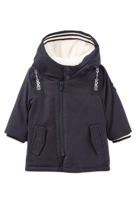 BABY BOYS’ NAVY FUR-LINED HOODED PARKA 1