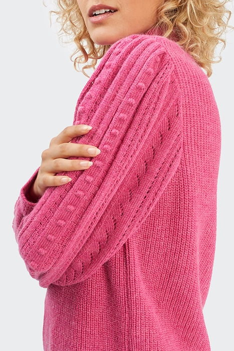 CHERRY PINK DECORATIVE KNIT HIGH-NECK SWEATER 6