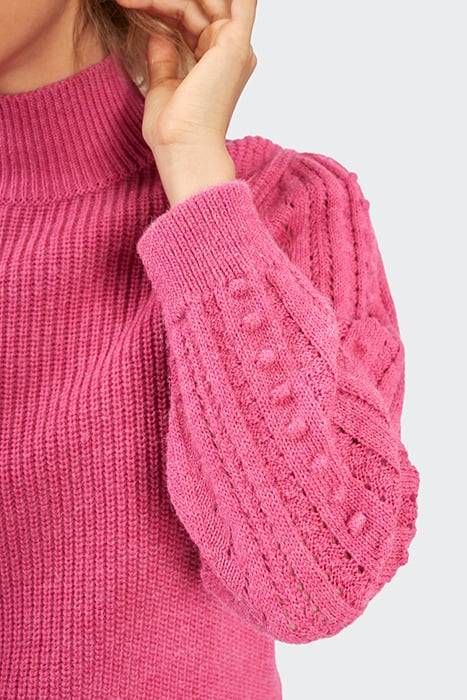 CHERRY PINK DECORATIVE KNIT HIGH-NECK SWEATER 5
