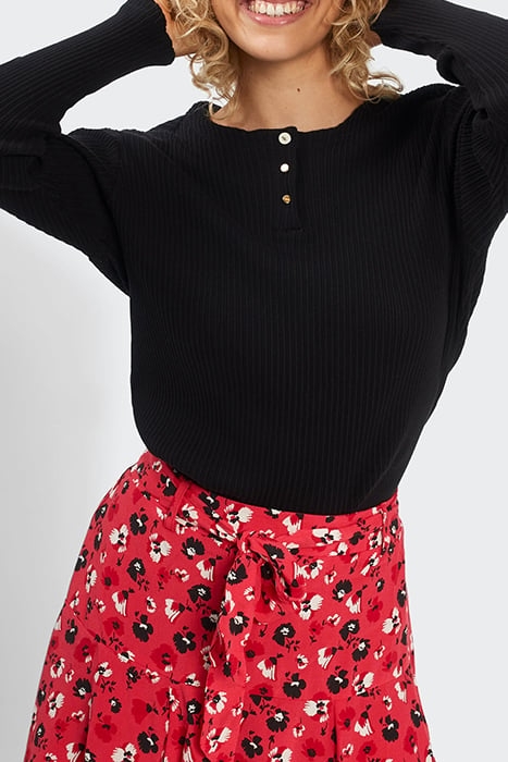 BLACK BUTTONED ROUND NECK T-SHIRT 4