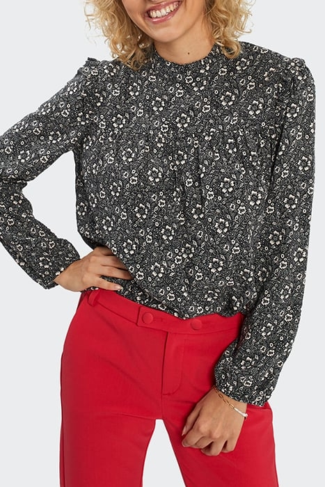 BLACK GRAPHIC FLOWER PRINT BLOUSE 2