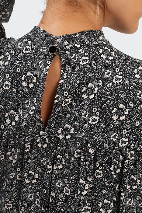 BLACK GRAPHIC FLOWER PRINT BLOUSE 5