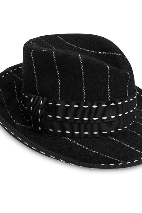 WOOL BLEND PINSTRIPE HAT BLACK 3