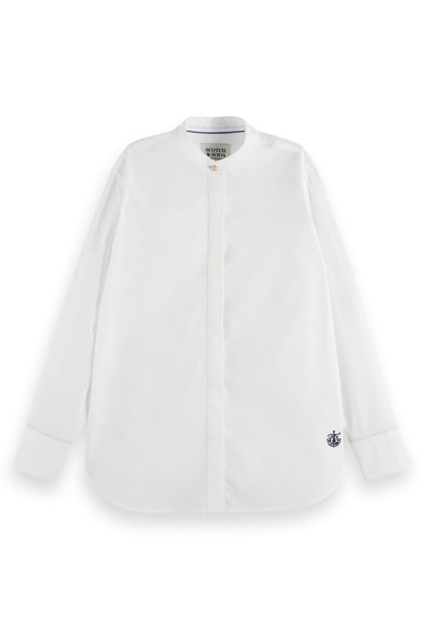 COLLARLESS RELAXED FIT SHIRT WHITE 1