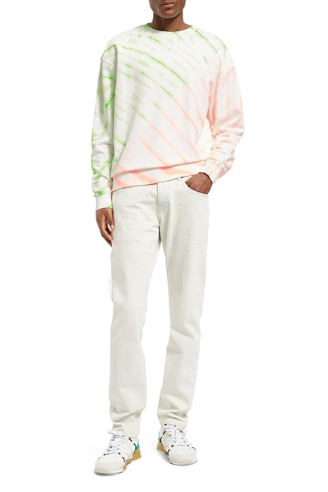 DIAGONAL TIE-DYED SWEATSHIRT SWAN/ NEON TIE DYE 3