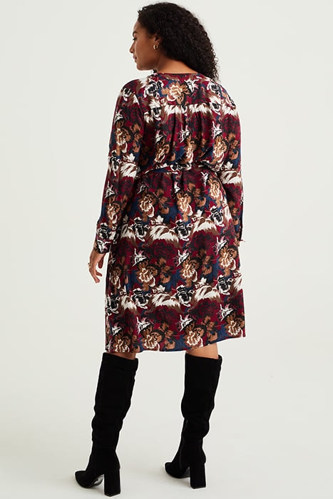 DRESS MID LENGTH BURGUNDY RED 2