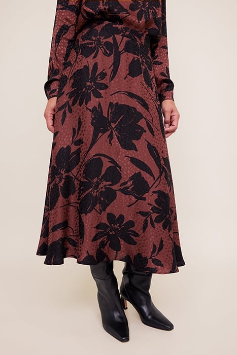 BIG FLORAL SKIRT CHOCOLATE FONDANT / BLACK 1