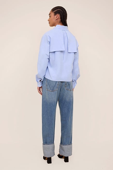 PLEAT BACK BLOUSE LIGHT SEA BLUE 2