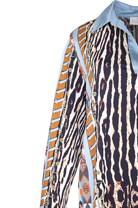 BLOUSE LAUSANNE LEOPARD WITH LIGHTBLUE BEIGE, LIGHTBLUE 2