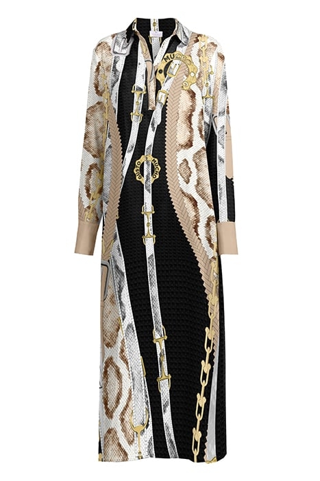 DRESS TURIN LONG BLACK BELTS CHAINS BLACK, BEIGE 2