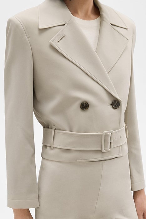 DOUBLE-BREASTED CROP TRENCH IN ADMIRAL CREPE PUMICE 2