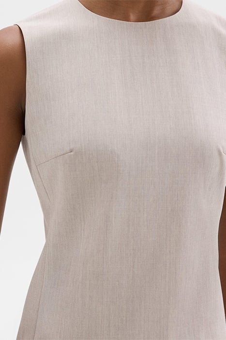 SLEEVELESS FITTED DRESS IN GOOD WOOL SAND MELANGE 3