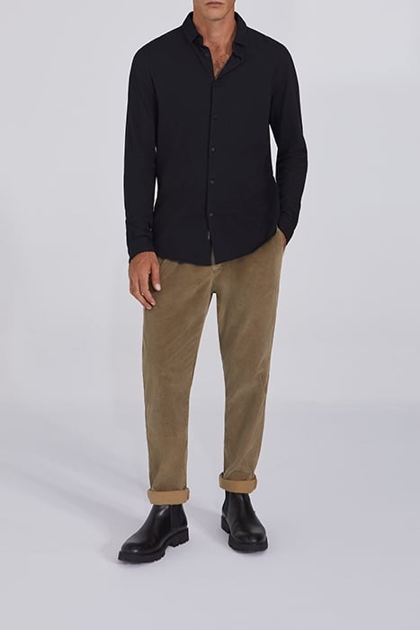 BLACK ORGANIC PIQUE KNIT REGULAR SHIRT BLACK 3