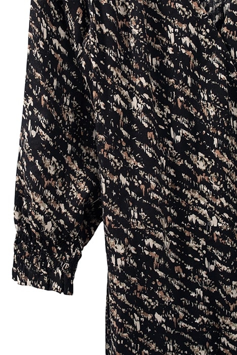 BLACK FUSAIN PRINT WRAP DRESS BLACK 7