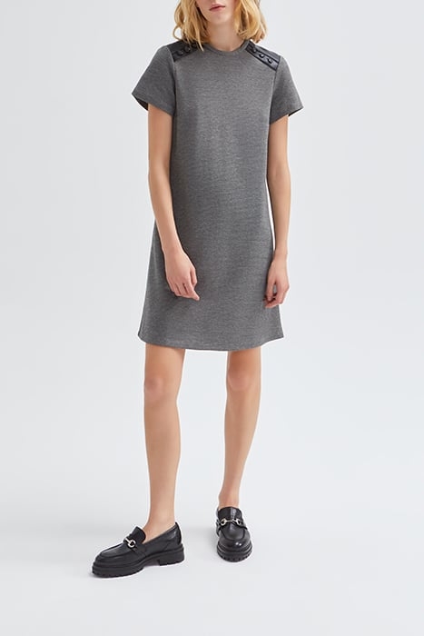 GREY SEMI-PLAIN DRESS WITH ROCK DETAILS BLACK 2