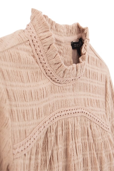 GIRLS’ PINK WAFFLE BLOUSE WITH TULLE COLLAR BLUSH 4