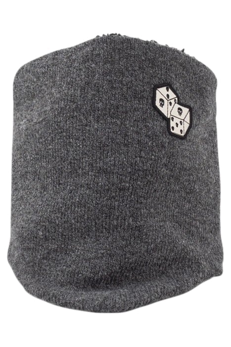 BOYS’ GREY FUR-LINED KNIT SNOOD WITH DICE BADGE GREY 3