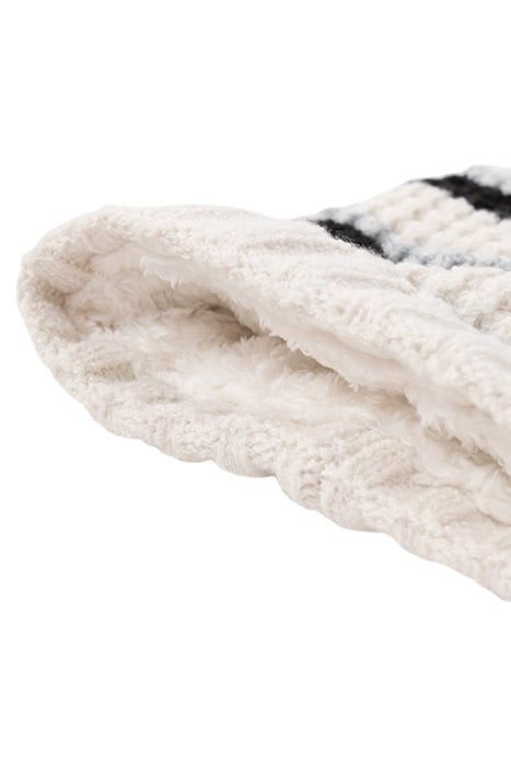 GIRLS’ ECRU STRIPED LUREX KNIT BEANIE COTTON 5