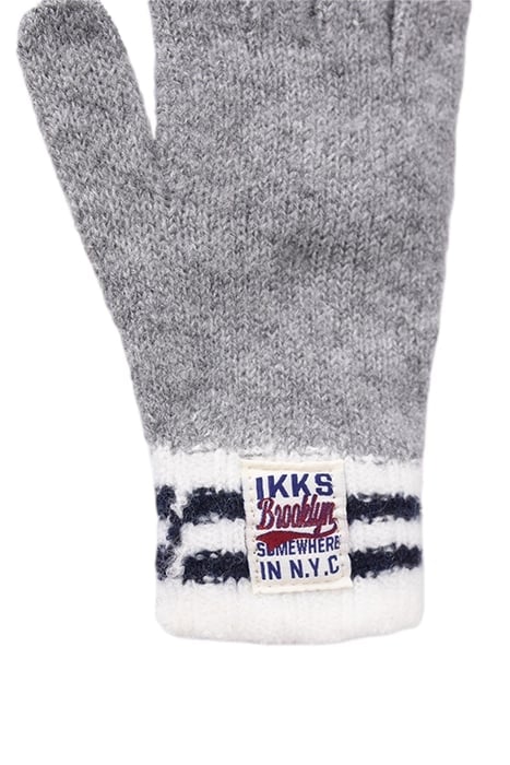 BOYS’ GREY STRIPED RIBBED KNIT GLOVES GREY 5