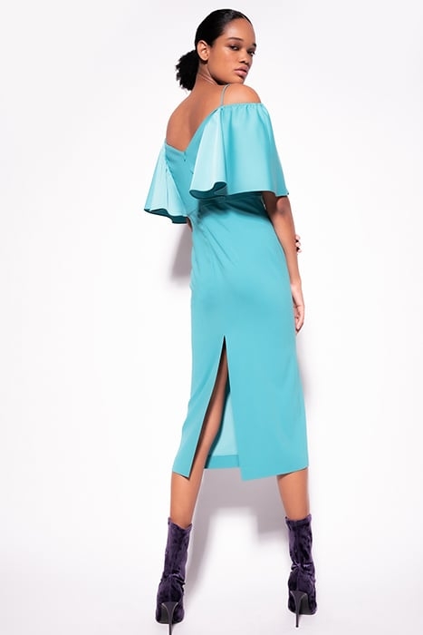 LA CARLOTA ABITO ENVER SATIN CREPE + LUCIDO LIGHT BLUE-NAVY  2