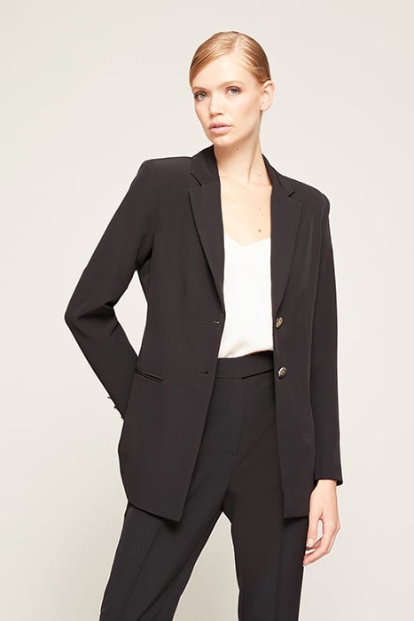 SINGLE-BREASTED SOLID COLOUR BLAZER BLACK 1