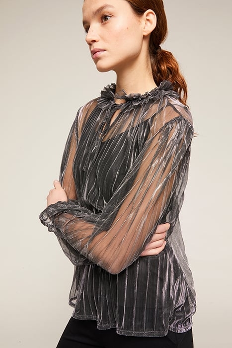 LUREX PLEATED BLOUSE WITH INTERNAL TOP GREY 4
