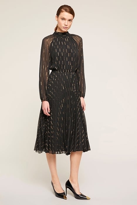 PLEATED DRESS IN FIL COUPÉ WEAVING BLACK 1