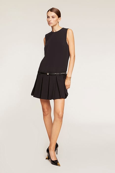 MINI DRESS WITH LOW WAIST FIT AND PLEATED SKIRT BLACK 1