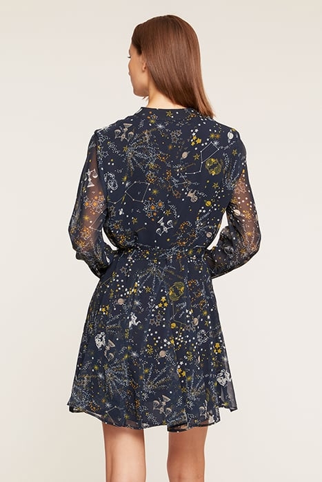 SHORT ZODIAC PATTERN GEORGETTE DRESS BLUE 2