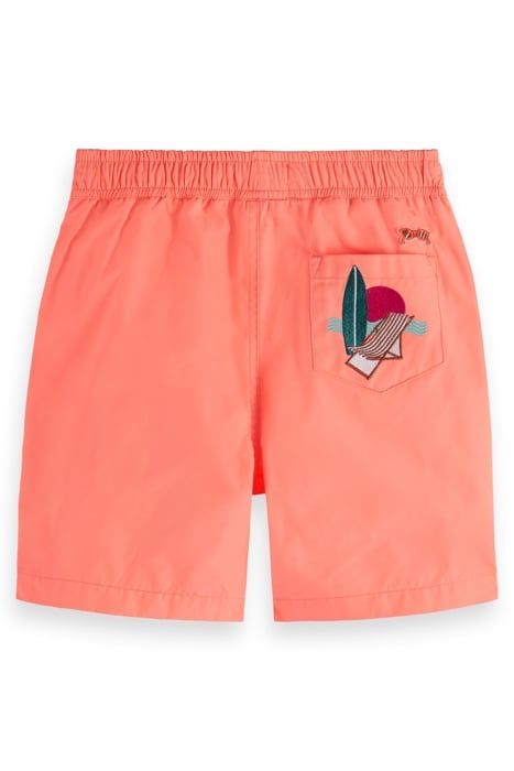 SHORT-LENGTH - PLACED EMBROIDERY SWIMSHORTS NEON CORAL 2