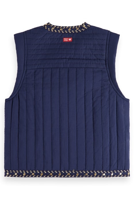 LIGHTLY PADDED EMBROIDERED GILET ANCHOR FLORAL NIGHT 2