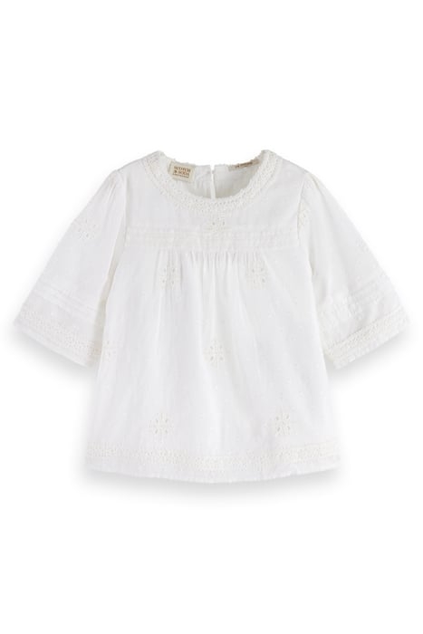 BRODERIE ANGAISE & CLIP JACQUARD TOP OFF WHITE 1