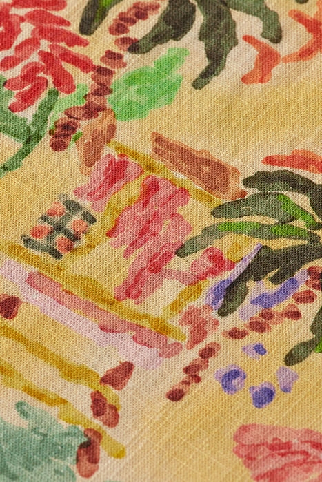 ALL-OVER PRINTED SHORT-SLEEVED LINEN BLEND DRESS SUNSHINE SU 3