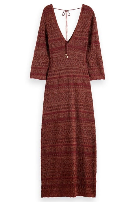 METALLIC POINTELLE KNITTED DRESS TERRACOTTA 2