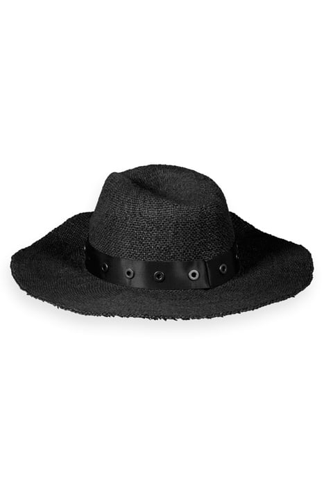 STRAW HAT WITH EYELETS BLACK 2