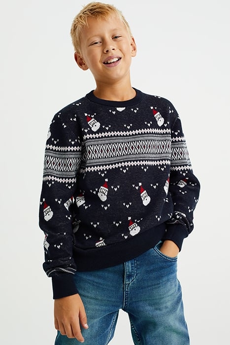 KNITTED PULLOVER NAVY BLUE 1