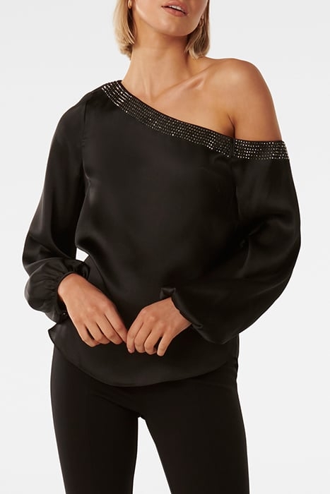 ANYA ASYMMETRIC EMBELLISHED TOP BLACK 1