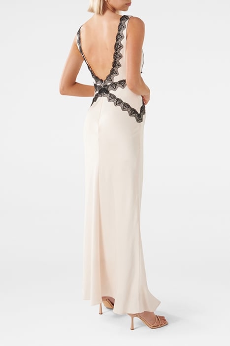 AMELIA LACE TRIM SATIN MIDI IVORY 2
