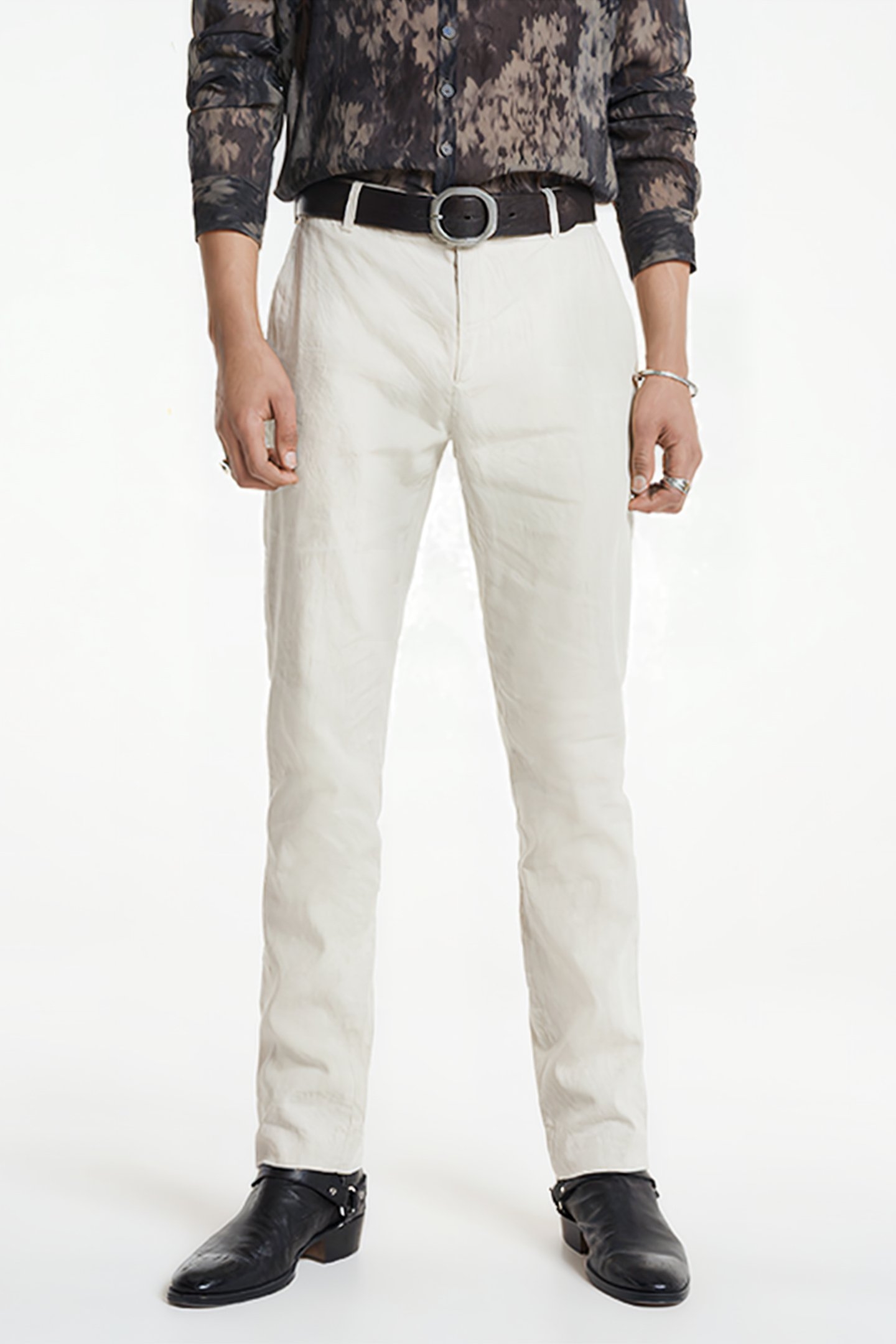 SLIM FIT PANTS WITH WELT HIP POCKET AND MACADAMIA 1