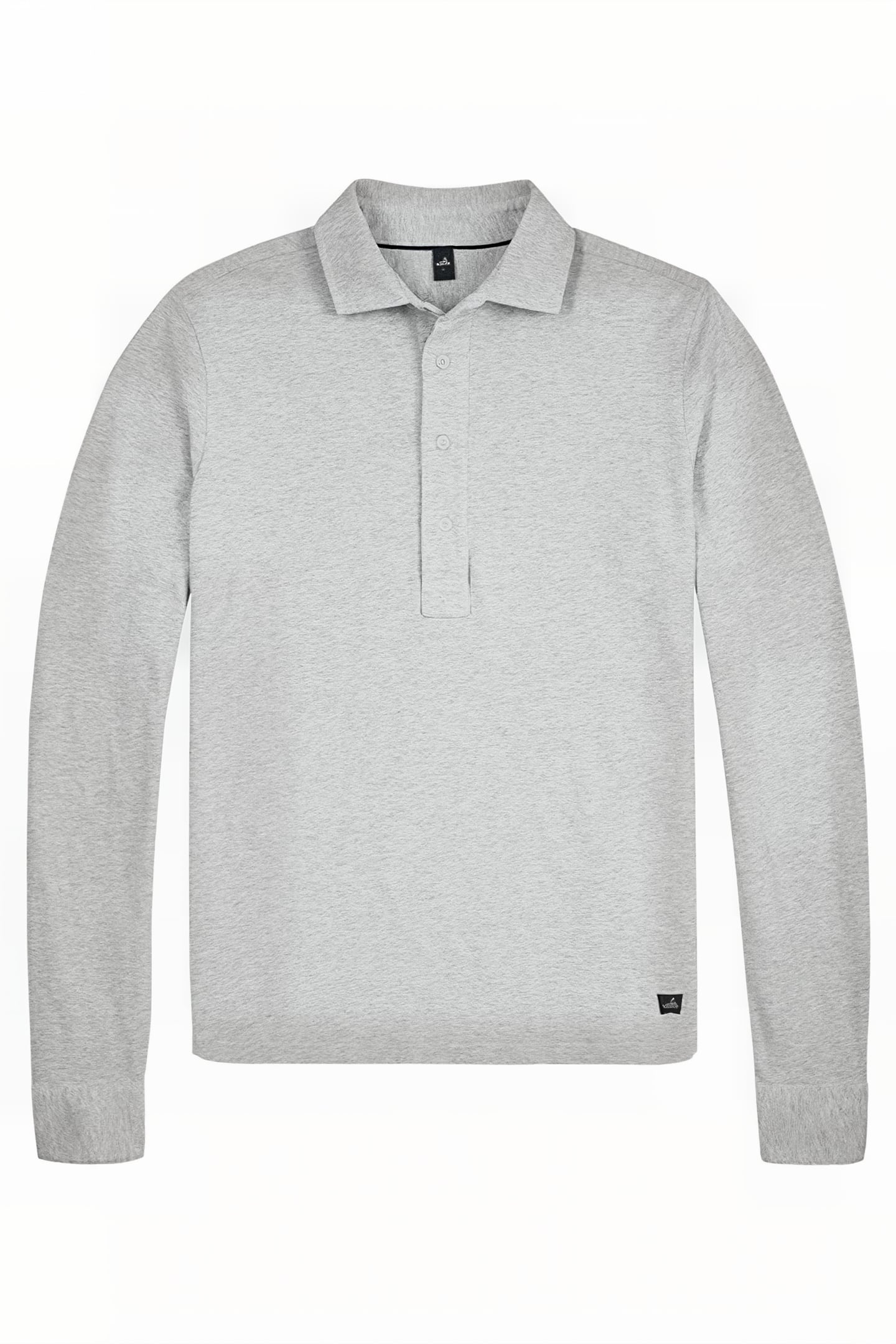 STONE | LONGSLEEVE PIQUÉ POLOSHIRT LIGHT GREY MELANGE 1