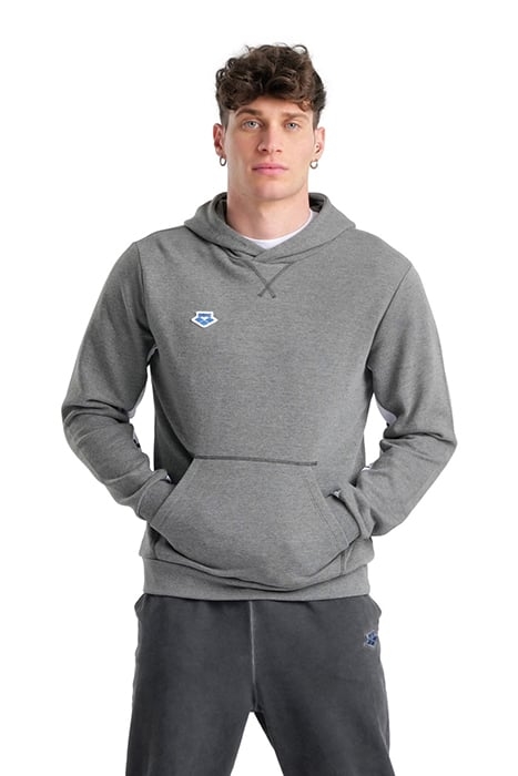 ARENA ICONS HOODED SWEAT SOLID DARKGREY MELANGE-WHITE-BLA 2