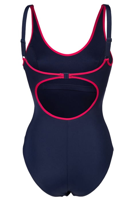 WOMEN'S ARENA TANIA CLIP BACK SWIMSUIT O NAVY-FREAK ROSE 5
