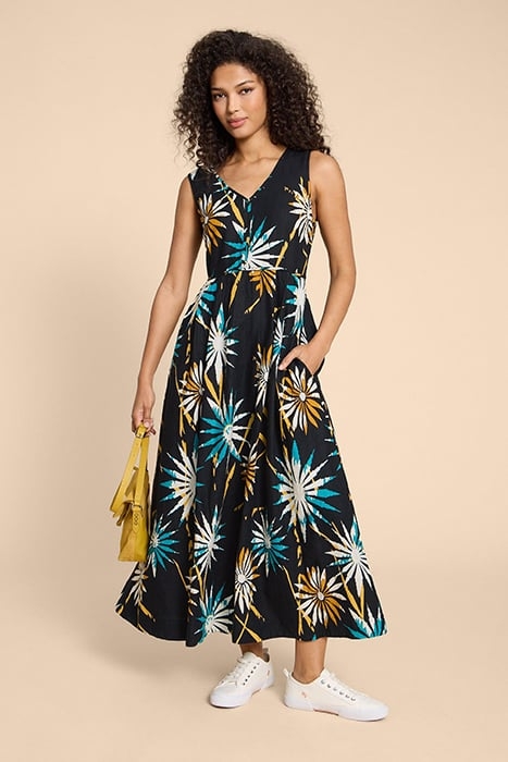 GIGI LINEN BLEND MAXI DRE BLACK PRINTED 1