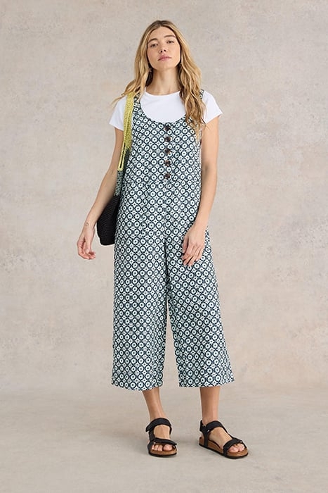 VIOLA LINEN DUNGAREE GREEN PRINTED 1