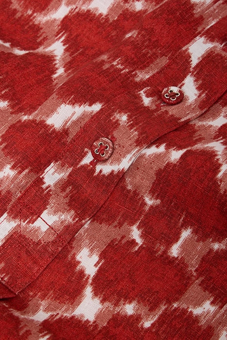 EVELYN SLEEVELE LINEN TUNIC RED PRINTED 4