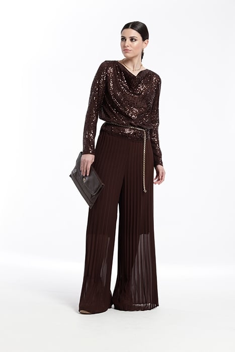 CHIFFON ASISA PLEATED TROUSER BROWN 3