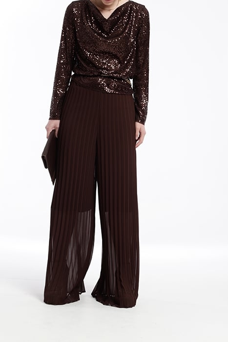 CHIFFON ASISA PLEATED TROUSER BROWN 5