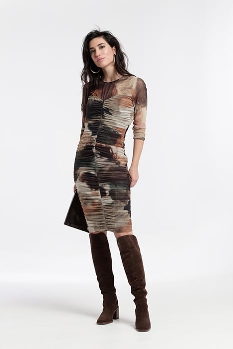 PRINTING TULLE DRAPEED DRESS MULTICOLOR 4