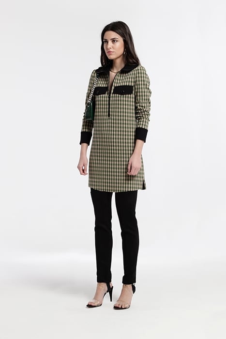 JACQUARD KNIT HIGH NECK AITA DRESS GREEN 1